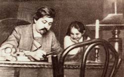 Д.Н.Мамин-Сибиряк с дочкой Алёнушкой. Фотография