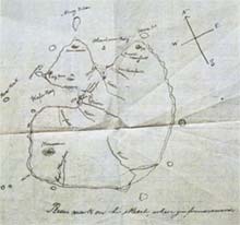 Карта острова Кокос, составленная искателями сокровищ из кн. Н.Франкенштейна «Сокровища»