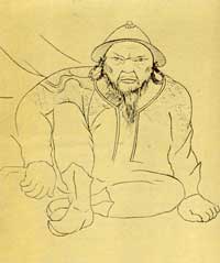 Чингиз-хан, каким увидел его В.Ян во сне. Рис. В.Яна. 1937 г.