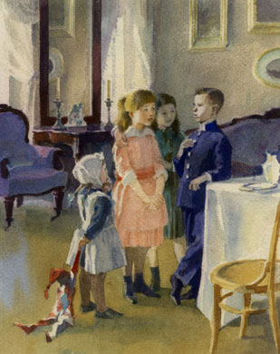 Иллюстрация А. Иткина к повести А. Н. Толстого «Детство Никиты»
