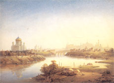 К.П.Бодри. Вид на храм Христа Спасителя (от Москвы-реки). 1860-е гг.