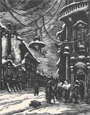 С.Юдовин. Слушают радио. Гравюра