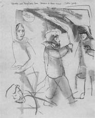 «Пришёл мой двоюродный брат. Звонким не своим голосом: — Папа умер…». Рис. А.Траугота