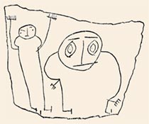 Онфим рисует на берёсте. Прорись из книги В.Л.Янина «Я послал тебе берёсту…»